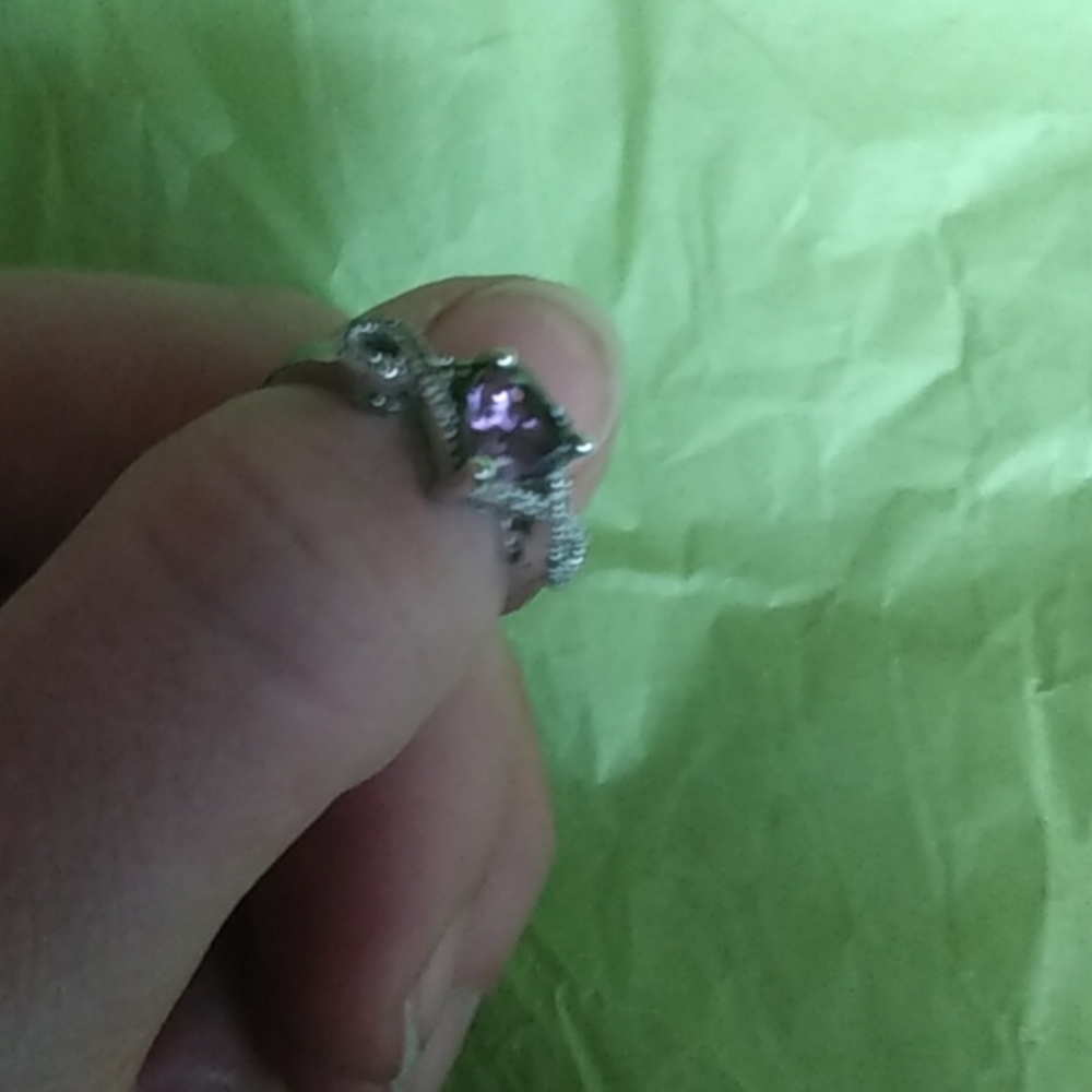 Sterling silver amethyst and white sapphire ring size 7 & FREE matching pendant - Picture 3 of 6